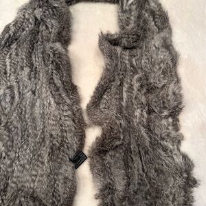 Rabbit Fur Scarf in Gray mixed tones